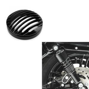 Sett: støtdemper 10,5 tommer egnet for Harley Davidson Sportster 04-20 fjærbeskyttere fra Craftride svart + motorsykkel frontlysgrill Craftride egnet for Harley Davidson Sportster 04-20 i svart