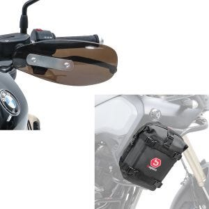 Sett: Håndbeskyttere Universal HP styrebeskyttelse mørktonet + crash bar bag K3 egnet for vanntett crash bar 6L svart