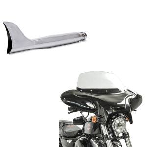 Sett: Batwing fairing egnet for choppere og spesialsykler med frontrute + eksos fiskehale bakre lyddemper høyre universal krom