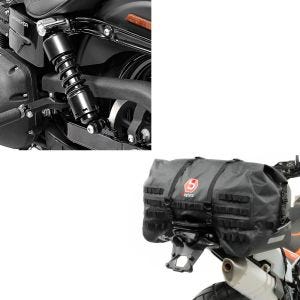 Set: Stossdämpfer 11" für Harley Dyna 1991-2017 Tieferlegung + Hecktasche SX70 70Ltr wasserdicht in schwarz_1