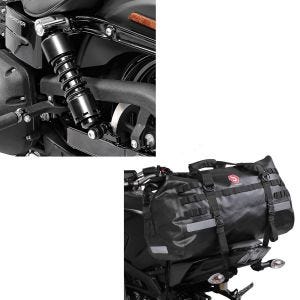 Set: Stossdämpfer 11" für Harley Dyna 1991-2017 Tieferlegung + Hecktasche Drybag XB50 Wasserdicht Volumen 50l_1
