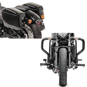Set: Sturzbügel für Kawasaki Vulcan S / Cafe 15-21 Motor Schutzbügel + Chopper Seitenkoffer (Paar) Nevada je 20 Liter schwarz_1