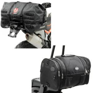 Set: Hecktasche SX70 70Ltr wasserdicht in schwarz + Hecktasche RB1 Gepäckrolle für Chopper Cruiser_1