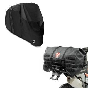 Set: Hecktasche SX70 70Ltr wasserdicht in schwarz + Abdeckplane XL Faltgarage schwarz_1