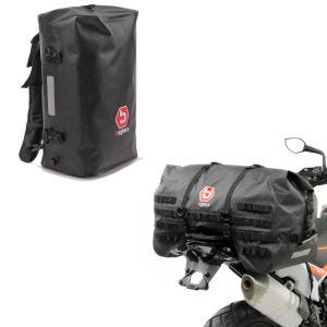 Set: Hecktasche SX70 70Ltr wasserdicht in schwarz + Hecktasche Rucksack BK35 Drybag Wasserdicht 35l_1