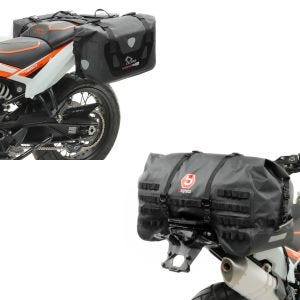 Sett: halebag SX70 70L vanntett i svart + salvesker vanntett RB25 med rullelukking