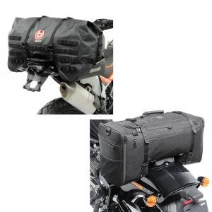 Sett: halebag SX70 70L vanntett i svart + halebag SQ1 pillion bag egnet for choppere og cruisere