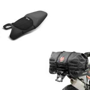 Sett: halebag SX70 70L vanntett i svart + gel setepute neopren M gel pute setetrekk i svart