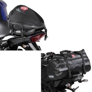 Sett: hale bag Drybag XB50 vanntett volum 50l + tail bag Race egnet for pillion sete i svart