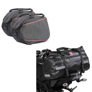 Sett: hale bag Drybag XB50 vanntett volum 50l + koffert innerposer egnet for Yamaha sidevesker 2x20L par