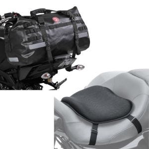 Set: Hecktasche Drybag XB50 Wasserdicht Volumen 50l + Gel Sitzkissen Tourtecs L Komfortkissen universal in schwarz_1