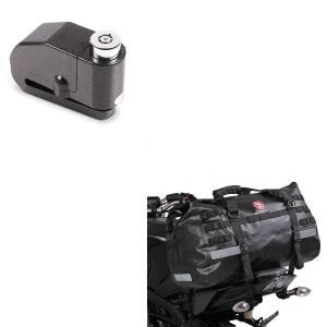 Set: Hecktasche Drybag XB50 Wasserdicht Volumen 50l + Bremsscheibenschloss Alarm 120dB schwarz_1