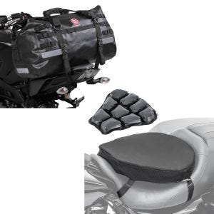 Set: Hecktasche Drybag XB50 Wasserdicht Volumen 50l + Luftkissen Tourtecs Air ML Komfort Sitzkissen in schwarz_1