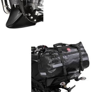 Set: Hecktasche Drybag XB50 Wasserdicht Volumen 50l + Bugspoiler Harley Davidson Sportster 04-20 in schwarz_1