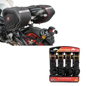 Set: Seitentaschen RF1 40-60 Liter Volumen Softshell + Spanngurt Set Ratsche mit 4x Zurrschlaufe schwarz_1