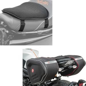 Set: Seitentaschen RF1 40-60 Liter Volumen Softshell + Gel Sitzkissen M Tourtecs Universal Komfortkissen schwarz_1