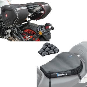 Set: Seitentaschen RF1 40-60 Liter Volumen Softshell + Luftkissen Tourtecs Air Deluxe M Komfort Sitzkissen in schwarz_1