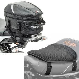 Set: Hecktasche für Beifahrersitz Avus 18-22 Liter + Gel Sitzkissen M Tourtecs Universal Komfortkissen schwarz_1