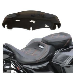 Set: Sitzbank für Harley Touring 09-21 RH3 or + Windschild 7" für Harley-Davidson Electra-Street Glide 14-20 braun_1