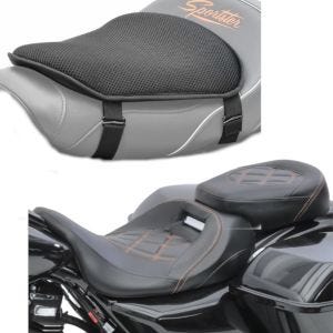Set: Sitzbank für Harley Touring 09-21 RH3 or + Gel Sitzkissen M Tourtecs Universal Komfortkissen schwarz_1