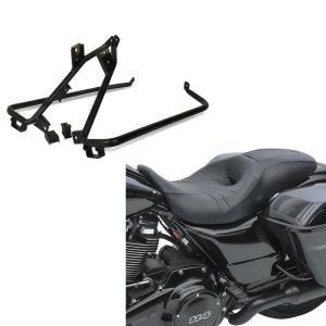 Sett: Sete egnet for Harley Davidson Touring 08-23 dobbeltsete førerpassasjer XG4 Craftride + setebagbærersett egnet for Harley Davidson Touring-modeller 09-13 svart Craftride