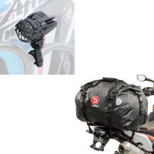 Sett: LED ekstra frontlykt med kollisjonsstangholder og beskyttelsesgitter S22X + halebag Drybag XF60 vanntett volum 60l