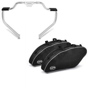 Sett: Crash bar Bart egnet for Harley Davidson Softail 18-24 Crash bar 32mm krom Craftride + veske innervesker egnet for Harley Davidson Sport Glide 18-24 Crafride vesker
