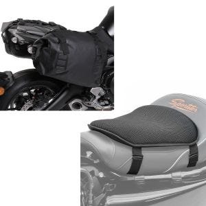 Sett: sidelommer vanntett WD1 2x43l med rullelukking + gel setepute M universal komfortpute svart
