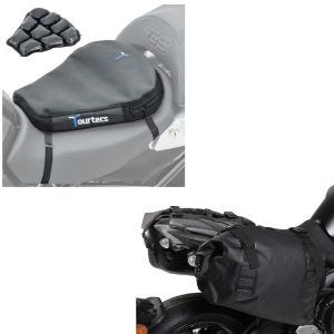 Set: Seitentaschen Wasserdicht WD1 2x43l mit Rollverschluss + Luftkissen Tourtecs Air Deluxe M Komfort Sitzkissen in schwarz_1