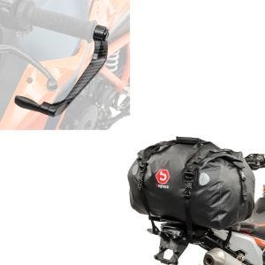 Set: Hecktasche Drybag XF60 Wasserdicht Volumen 60l + Hebelschützer X6 für Bremshebel Kupplung schwarz_1