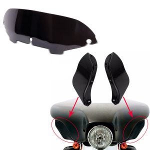 Set: Windschild 4,5" für Harley Electra-Street Glide 96-13 bl + Seitlicher Windabweiser für Harley-Davidson Touring 96-13 schwarz_1
