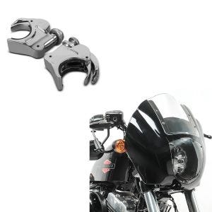 Set: Lampenmaske für Harley Davidson Dyna / Sportster Q1 + Windschild Halter 39mm für Harley Sportster Dyna_1