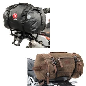 Set: Hecktasche Vintage 35L Canvas Rucksack Gepäckrolle braun + Hecktasche Drybag XF60 Wasserdicht Volumen 60l_1