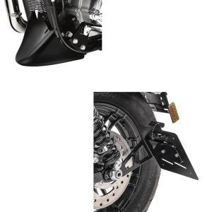 Sett: Sideskiltholder M egnet for Harley Davidson Sportster 04-20 svart Craftride + frontspoiler motorsykkel Craftride egnet for Harley Davidson Sportster 04-20 i svart