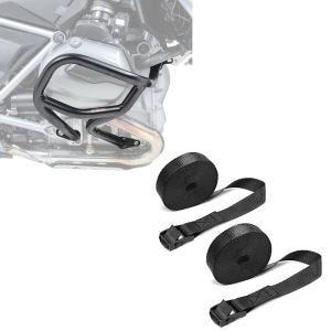 Set: Sturzbügel für BMW R 1200 GS 13-18 Motoguard L2 Schutzbügel + Spanngurt Set Zurrgurte 150cm 2 Stück in schwarz_1