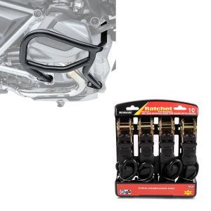 Set: Sturzbügel für BMW R 1250 GS 19-21 Motoguard L2 Schutzbügel + Spanngurt Set Ratsche mit 4x Zurrschlaufe schwarz_1