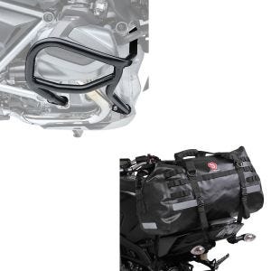 Set: Sturzbügel für BMW R 1250 GS 19-21 Motoguard L2 Schutzbügel + Hecktasche Drybag XB50 Wasserdicht Volumen 50l_1