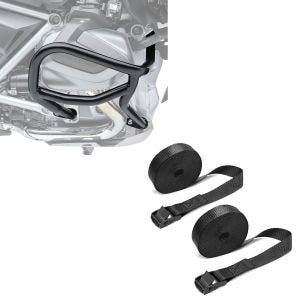 Set: Sturzbügel für BMW R 1250 GS 19-21 Motoguard L2 Schutzbügel + Spanngurt Set Zurrgurte 150cm 2 Stück in schwarz_1