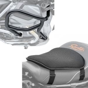 Set: Sturzbügel für BMW R 1250 GS 19-21 Motoguard L2 Schutzbügel + Gel Sitzkissen M Tourtecs Universal Komfortkissen schwarz_1
