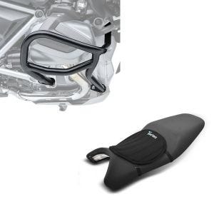 Set: Sturzbügel für BMW R 1250 GS 19-21 Motoguard L2 Schutzbügel + Gel Sitzkissen Tourtecs Neopren M Gelkissen Sitzauflage in schwarz_1