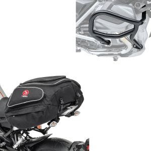 Sett: crashbar egnet for BMW R 1250 GS 19-23 L2 crashbar + bakbag X50 bagasjebag bag 50L svart