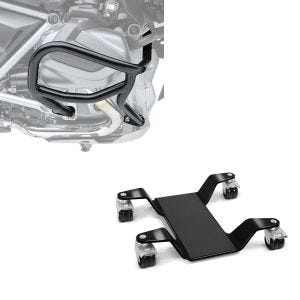 Set: Sturzbügel für BMW R 1250 GS 19-21 Motoguard L2 Schutzbügel + Rangierhilfe für Hauptständer Easy Mover III bis 400kg in schwarz_1