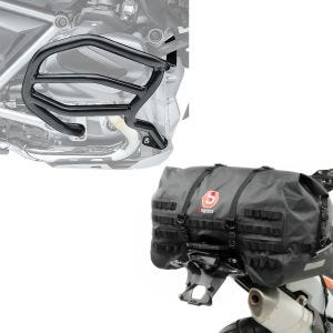 Sett: crashbar egnet for BMW R 1250 GS 19-23 XL4 crashbar + bakveske SX70 70Ltr vanntett i svart