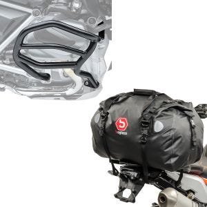 Sett: crashbar egnet for BMW R 1250 GS 19-23 XL4 crashbar + halebag Drybag XF60 vanntett volum 60l