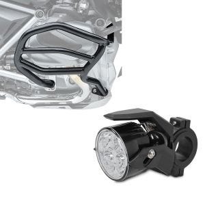 Set: Sturzbügel für BMW R 1250 GS 19-21 Motoguard XL4 Schutzbügel + Zusatzscheinwerfer Halogen S2 Lumitecs einzeln mit E-Zulassung_1