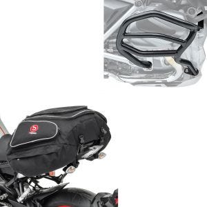 Sett: crashbar egnet for BMW R 1250 GS 19-23 XL4 crashbar + halebag X50 bakbagasjebag 50 liter i svart