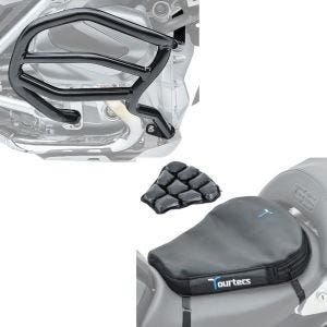Set: Sturzbügel für BMW R 1250 GS 19-21 Motoguard XL4 Schutzbügel + Luftkissen Tourtecs Air Deluxe M Komfort Sitzkissen in schwarz_1