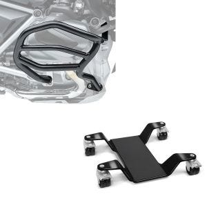 Set: Sturzbügel für BMW R 1250 GS 19-21 Motoguard XL4 Schutzbügel + Rangierhilfe für Hauptständer Easy Mover III bis 400kg in schwarz_1