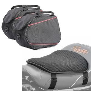 Set: Koffer Innentaschen für Yamaha Seitenkoffer 2x20L Paar + Gel Sitzkissen M Tourtecs Universal Komfortkissen schwarz_1