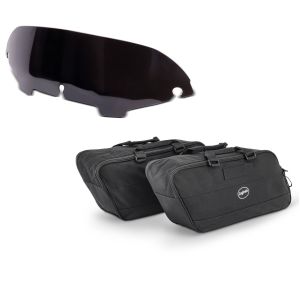 Set: Koffer Innentaschen für Harley-Davidson Touring 94-20 BG1 Paar + Windschild 4,5" für Harley Electra-Street Glide 96-13 bl_1